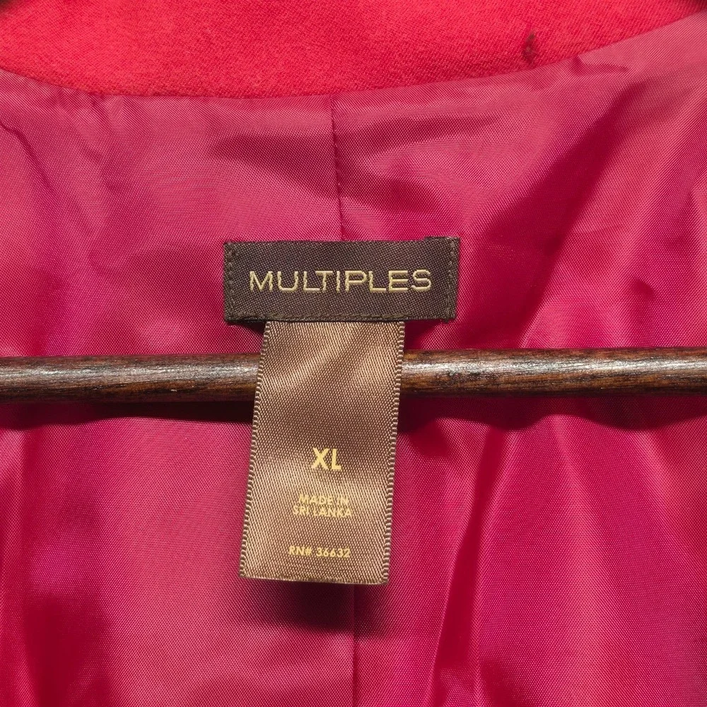 Multiples Women's Red Open Grommeted Jacket Size XL